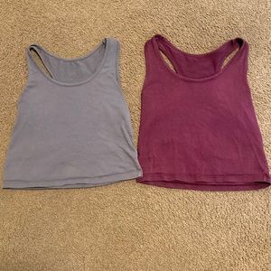 2 Piece Basic Workout Racerback Crop Tank Tops Size M